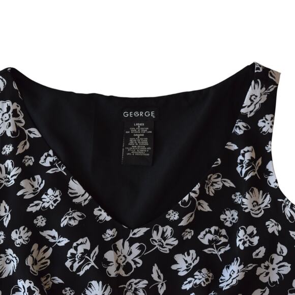 George Black and White Floral Sleeveless Fit and Flare Dress – Size 4 - Picture 3 of 5